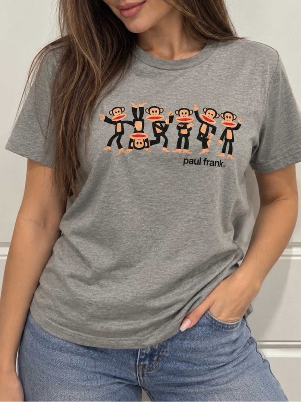 Paul Frank Gray Tee with Orange & Black Julius Monkey Graphic